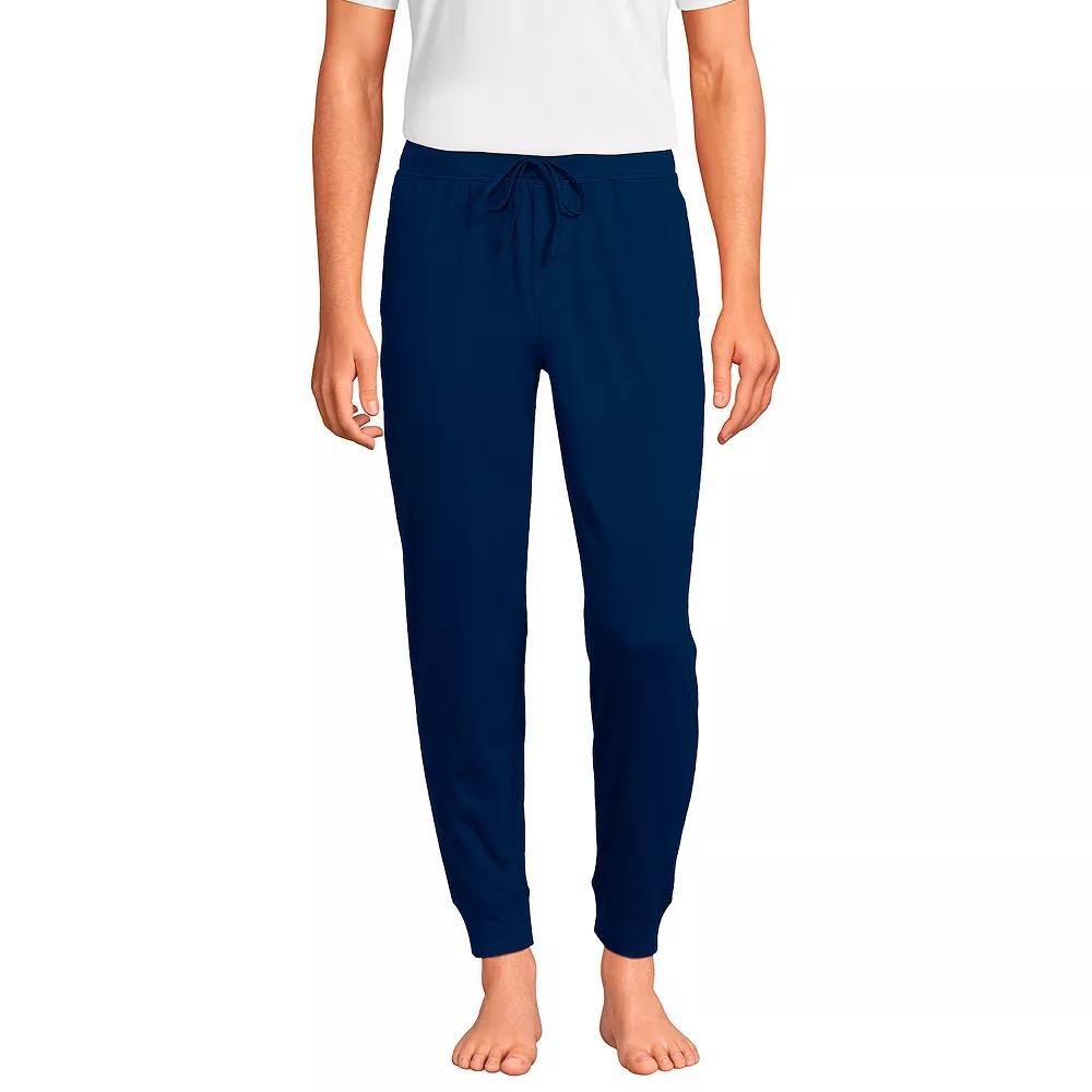 Mens Lands End Knit Jersey Joggers Deep Blue Product Image