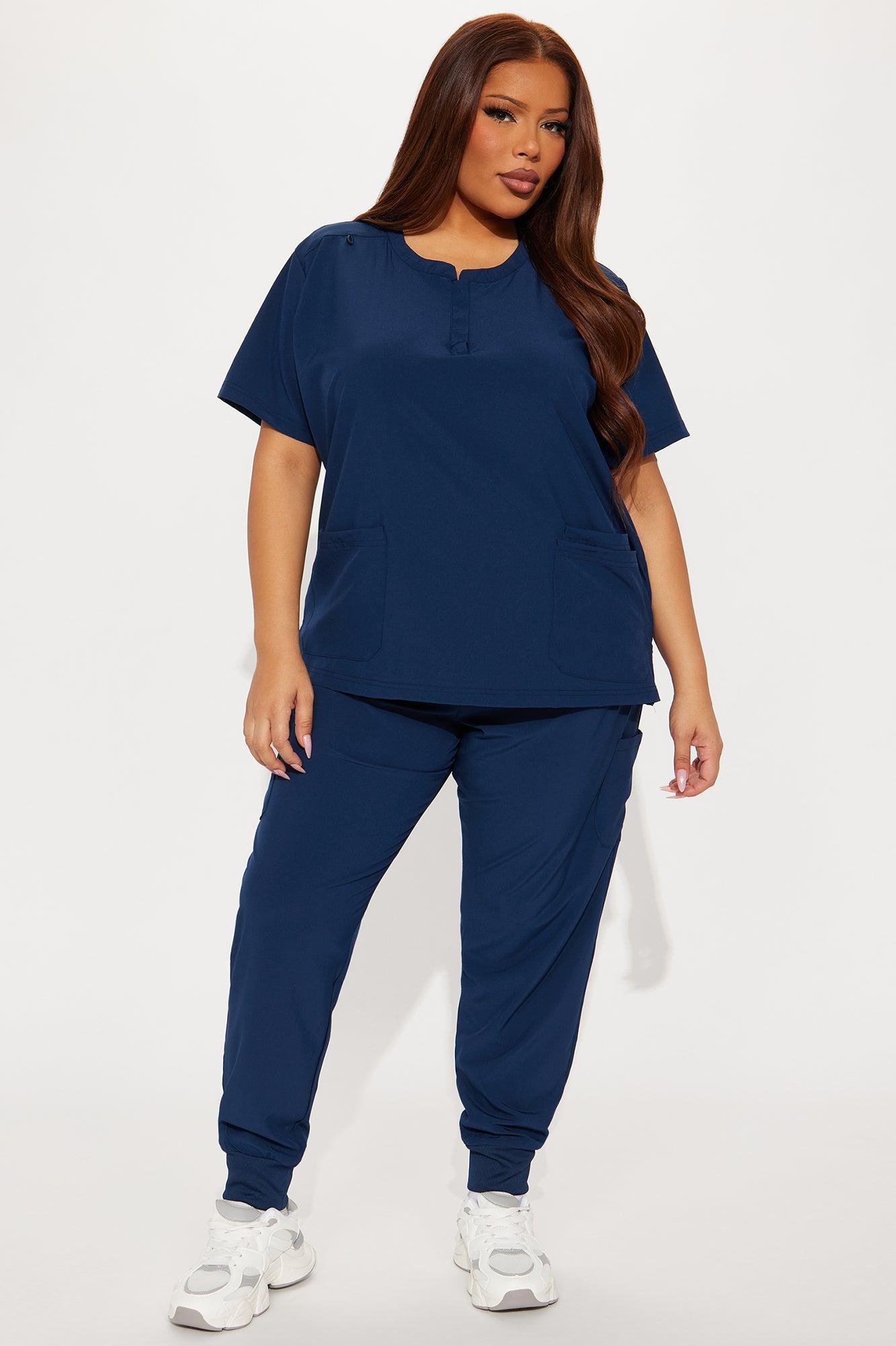 Daily Clock In 4 Way Stretch Uniform Scrub Jogger Set - Navy Female Product Image