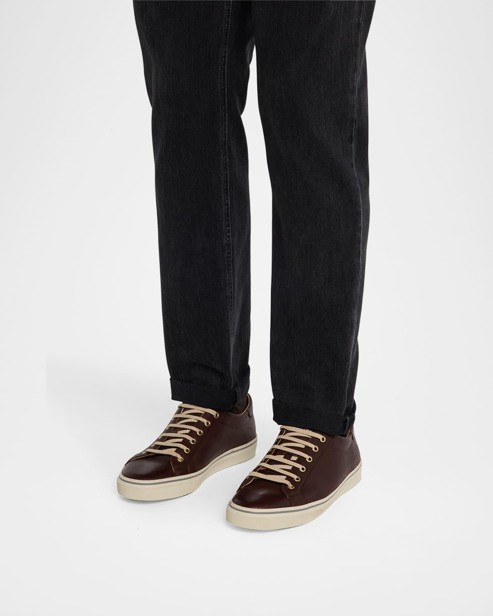Men's Vulcanized-Sole Leather Low-Top Sneakers Product Image