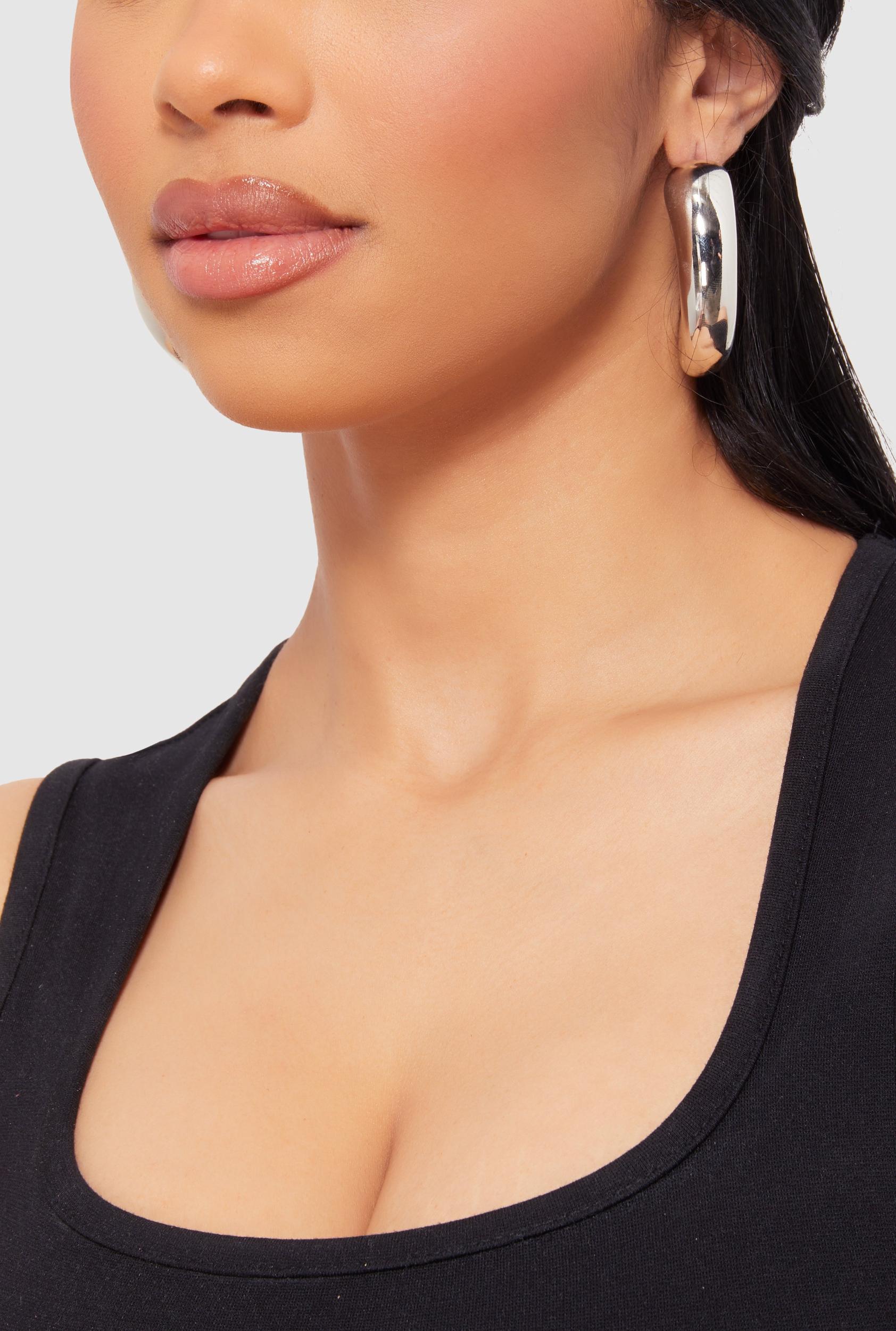Chunky Metallic Drop Earrings Female Product Image