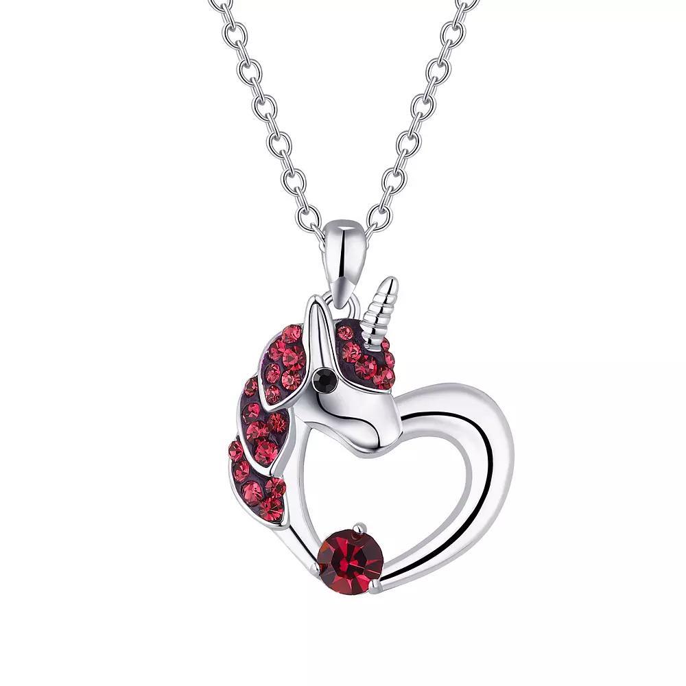 Crystal Collective Silver Plated Unicorn Crystal Birthstone Pendant Necklace, Women's, Size: 18", February Product Image