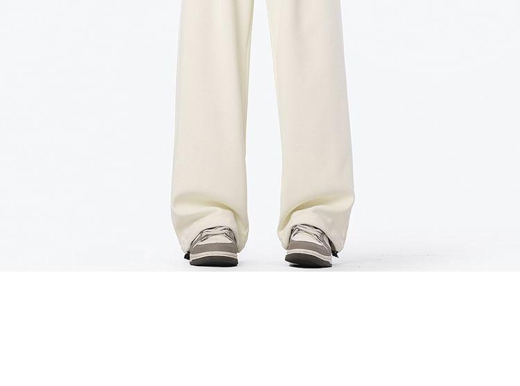 Drawstring Waist Plain Straight Leg Sweatpants Product Image