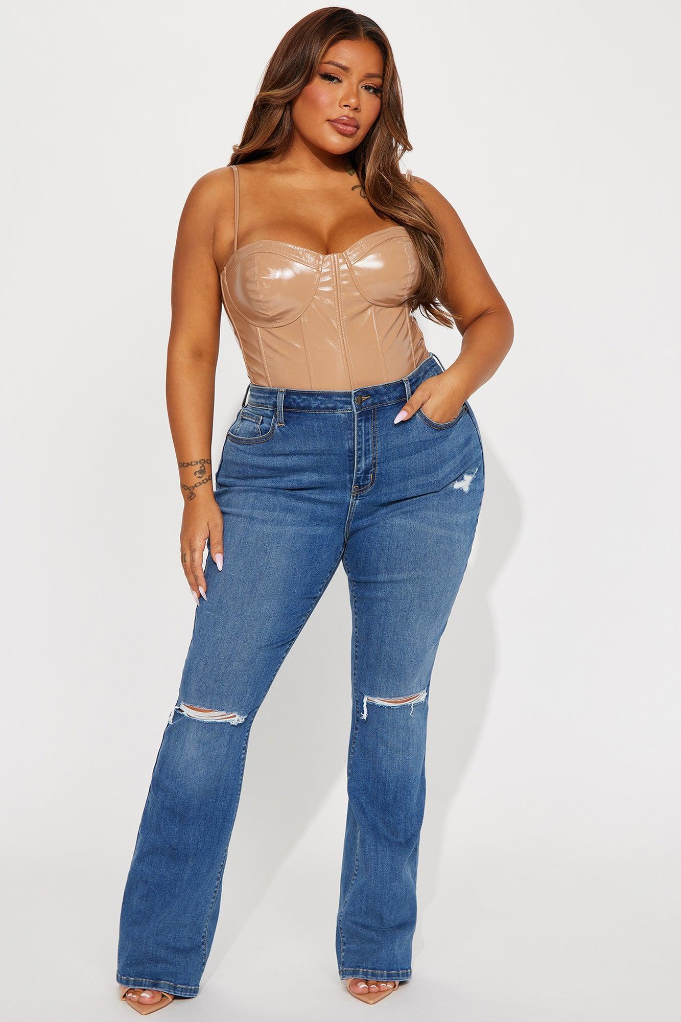 Pleasure Seeker Soft Stretch Flare Jeans - Dark Wash Product Image