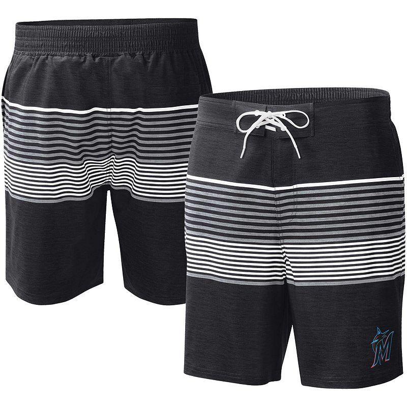 Men's G-III Sports by Carl Banks Black Miami Marlins Coastline Volley Swim Shorts, Size: Large Product Image
