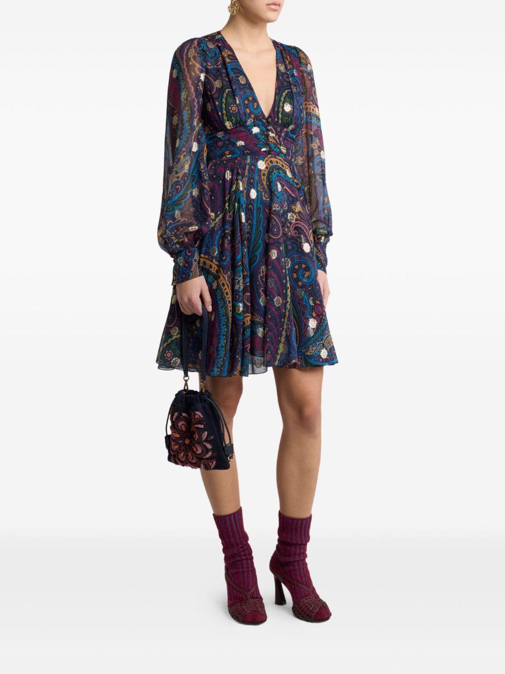 paisley-print V-neck mini day dress Product Image