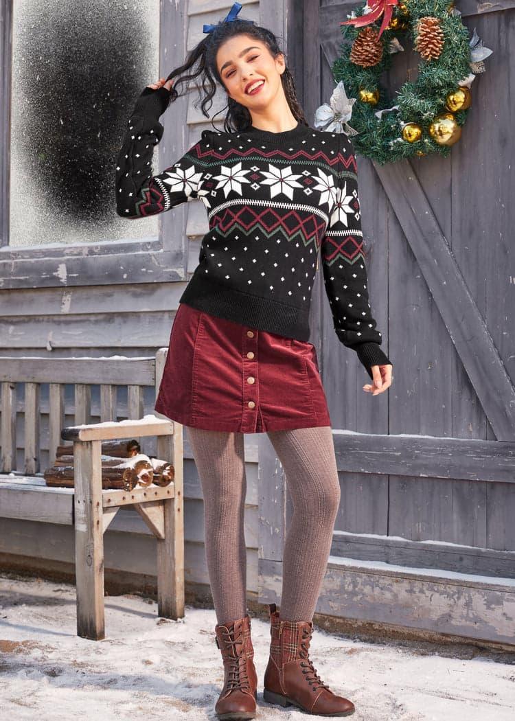 Whimsical Winter Puff Shoulder Sweater Product Image