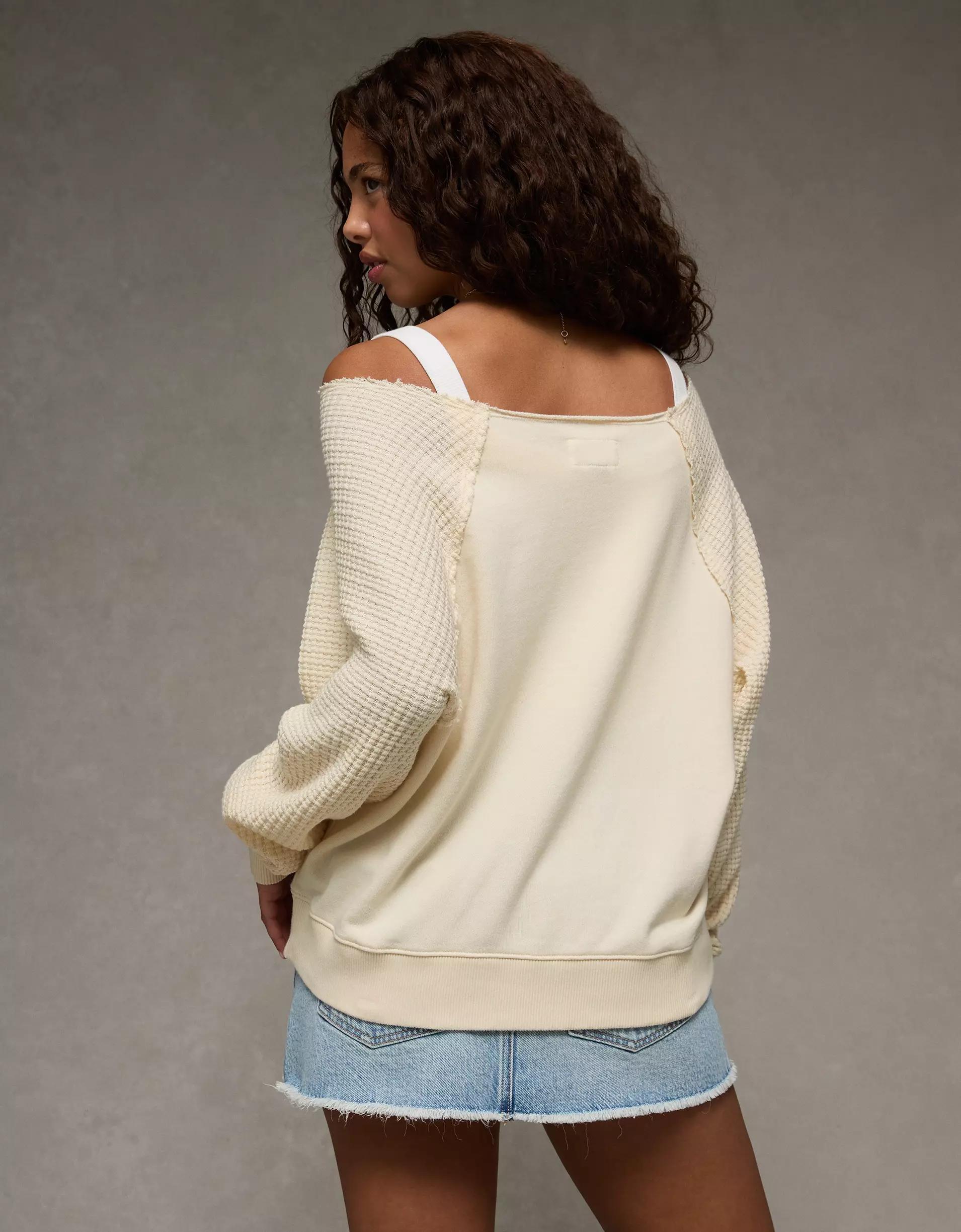 AE Mixed Knit Sweatshirt Product Image