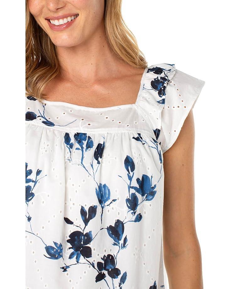 Short Sleeve Dolman Boat Neck Woven Blouse W Embroidery Product Image