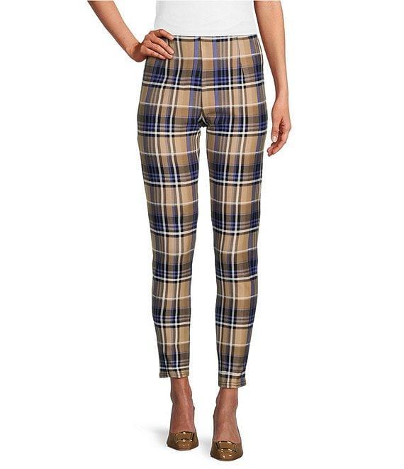 Slim Factor by Investments Ponte Knit Tannin Plaid No Waist Leggings Product Image