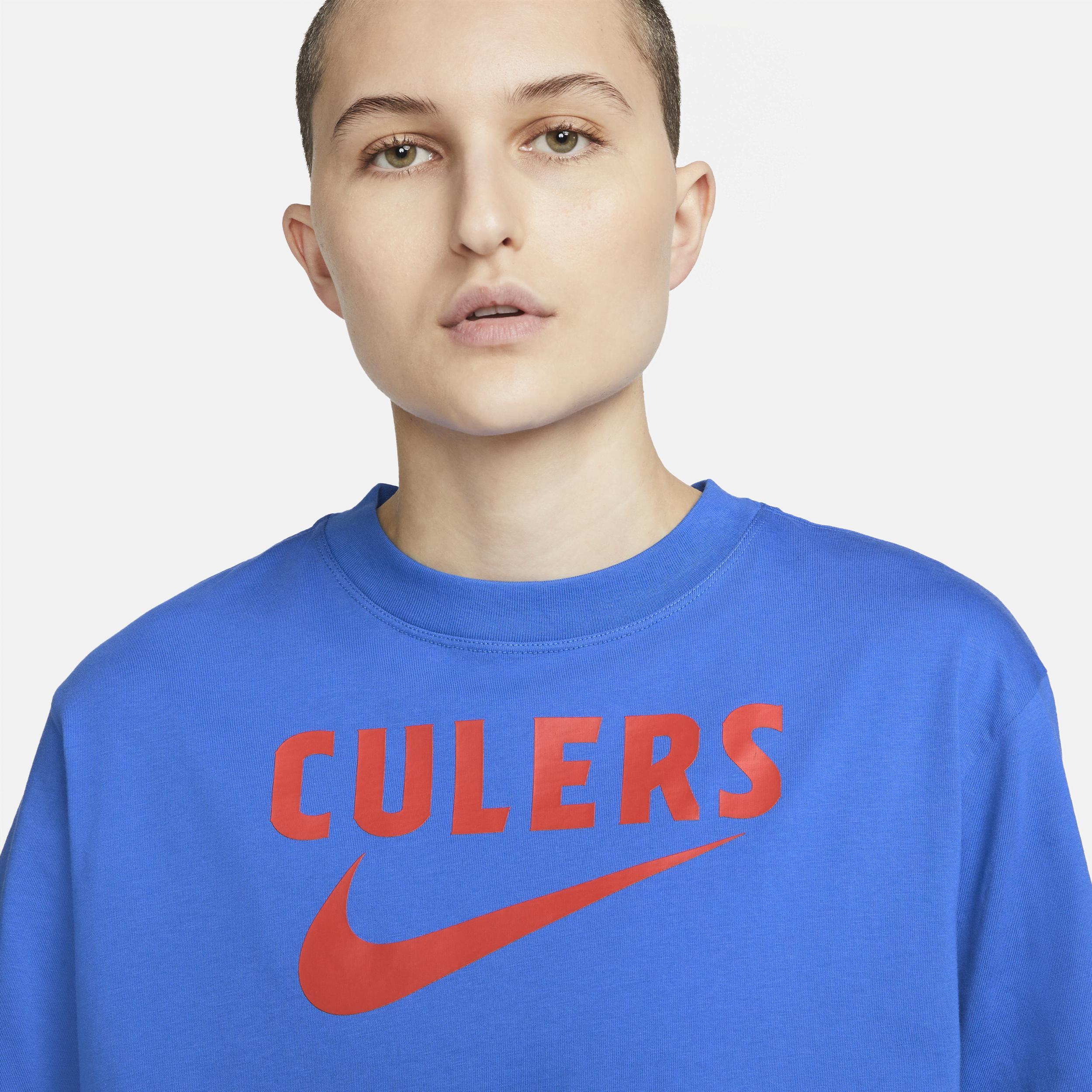 Women's Nike Blue Barcelona Swoosh T-Shirt, Size: XS, Bar Blue Product Image