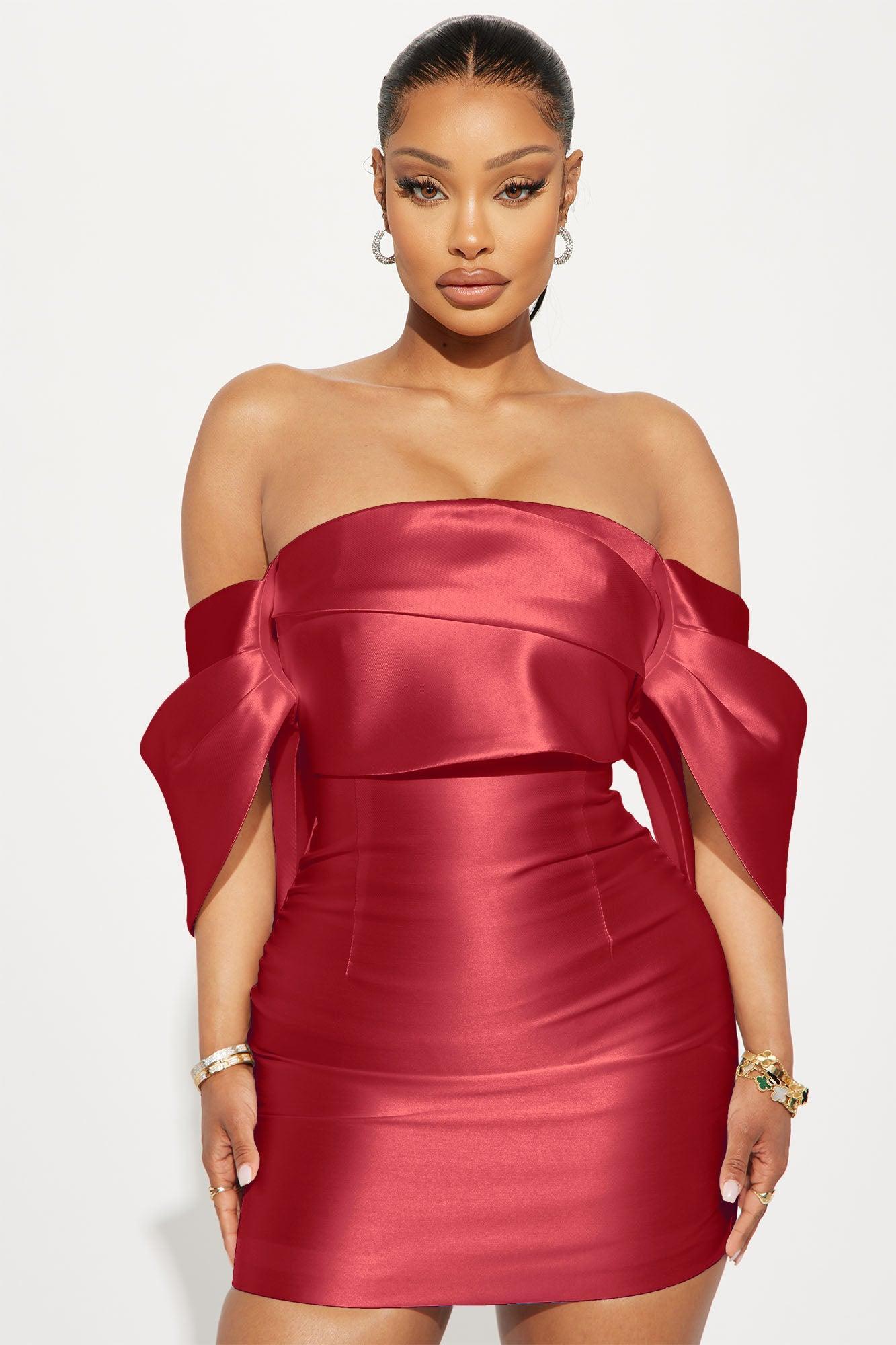 Allison Taffeta Mini Dress - Red Product Image