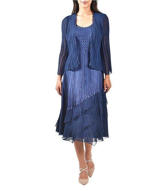 Komarov Tiered Ruffle Hem 2-Piece Jacket Dress Product Image