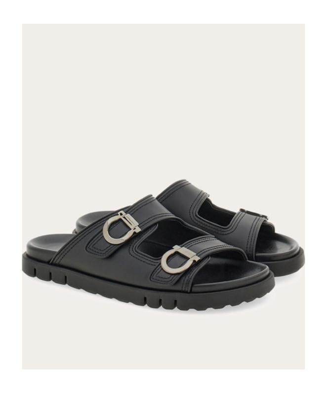 FERRAGAMO Salvatore  Double-strap Sandals In Black Product Image