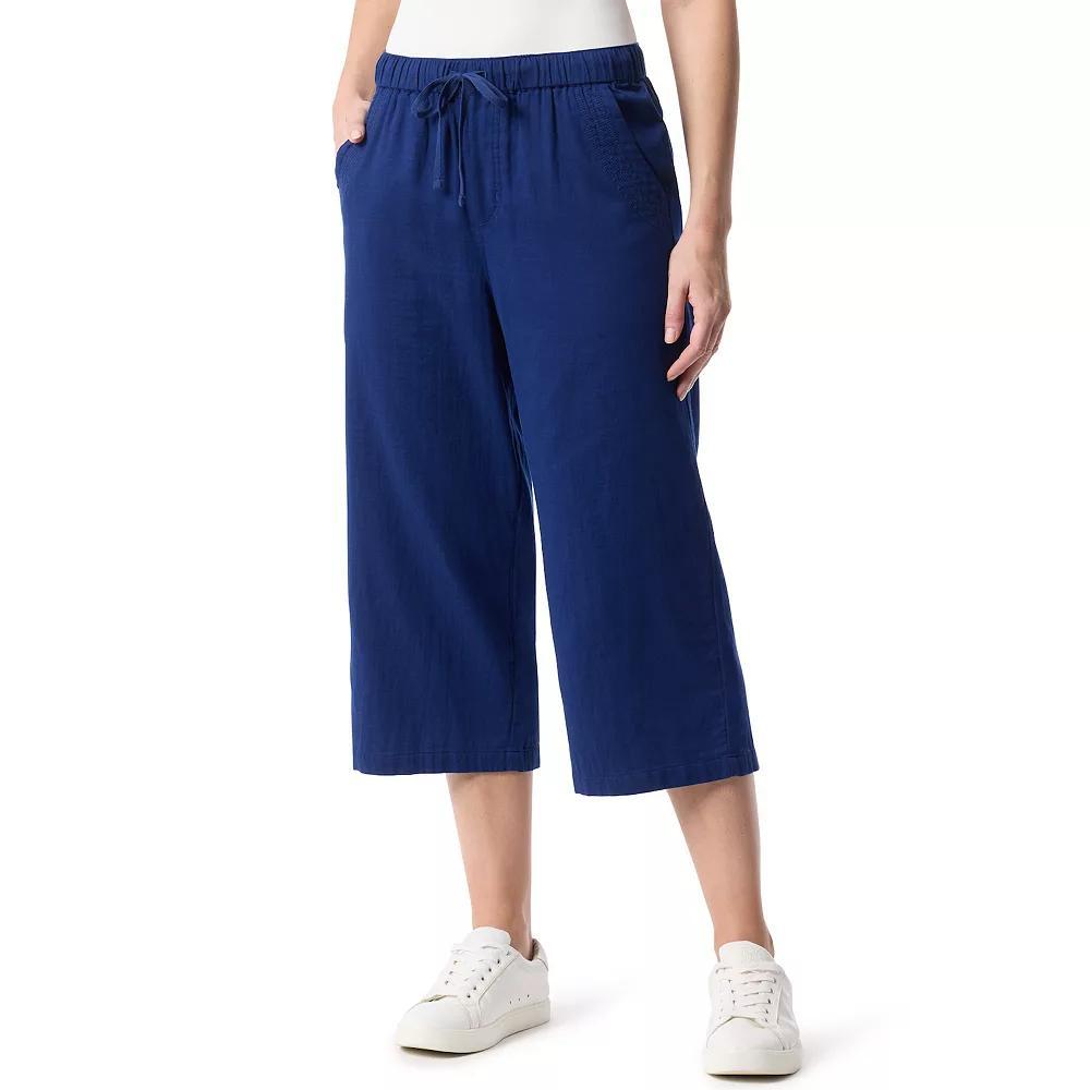 Women's Gloria Vanderbilt Drawstring Waist Wide Leg Capris, Size: Large, Naval Blue Product Image