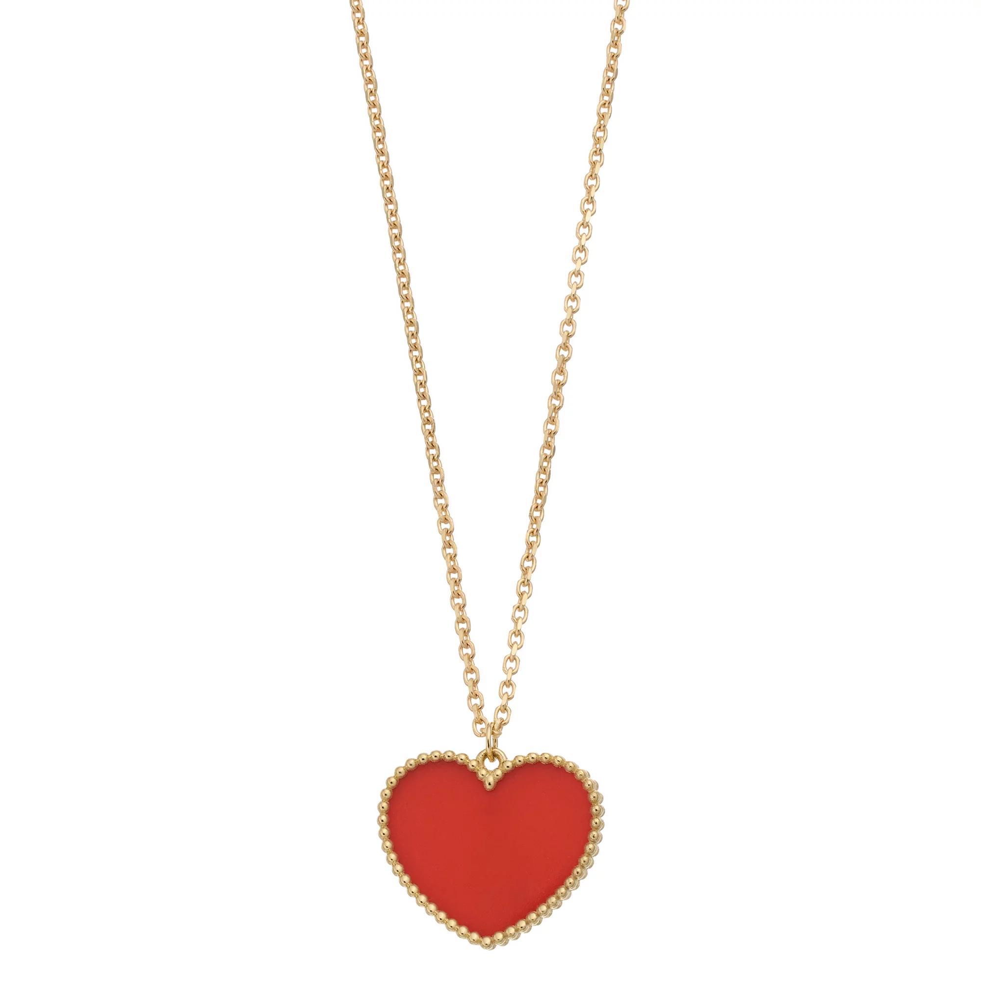 14k Gold Carnelian Heart Pendant Necklace, Women's, Size: 18" Product Image