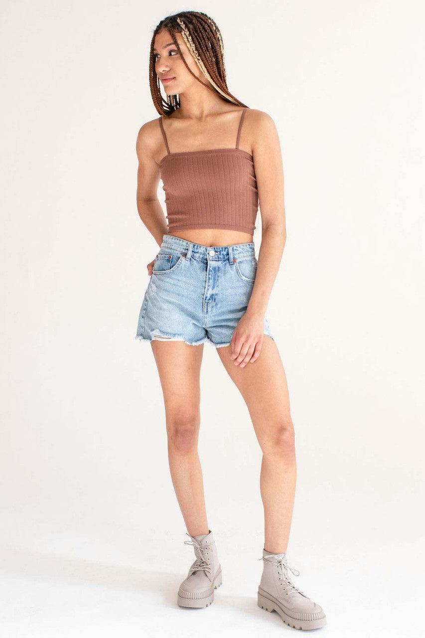 Hazelnut Seamless Heavy Ribbed Crop Cami Product Image