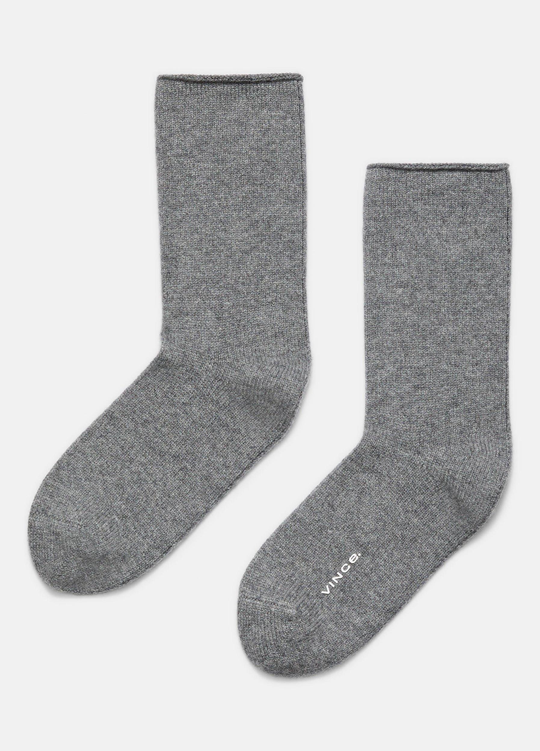 Womens Womens Cashmere Jersey Short Sock, Medium Heather Grey, Size M/L Vince Product Image