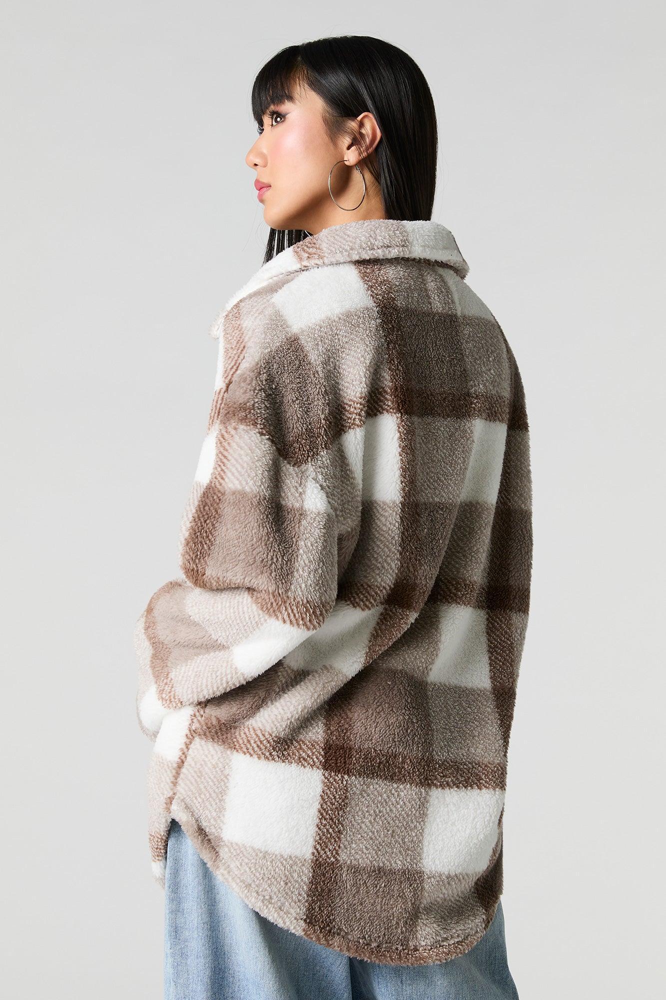 Sherpa Plaid Shacket Female Product Image