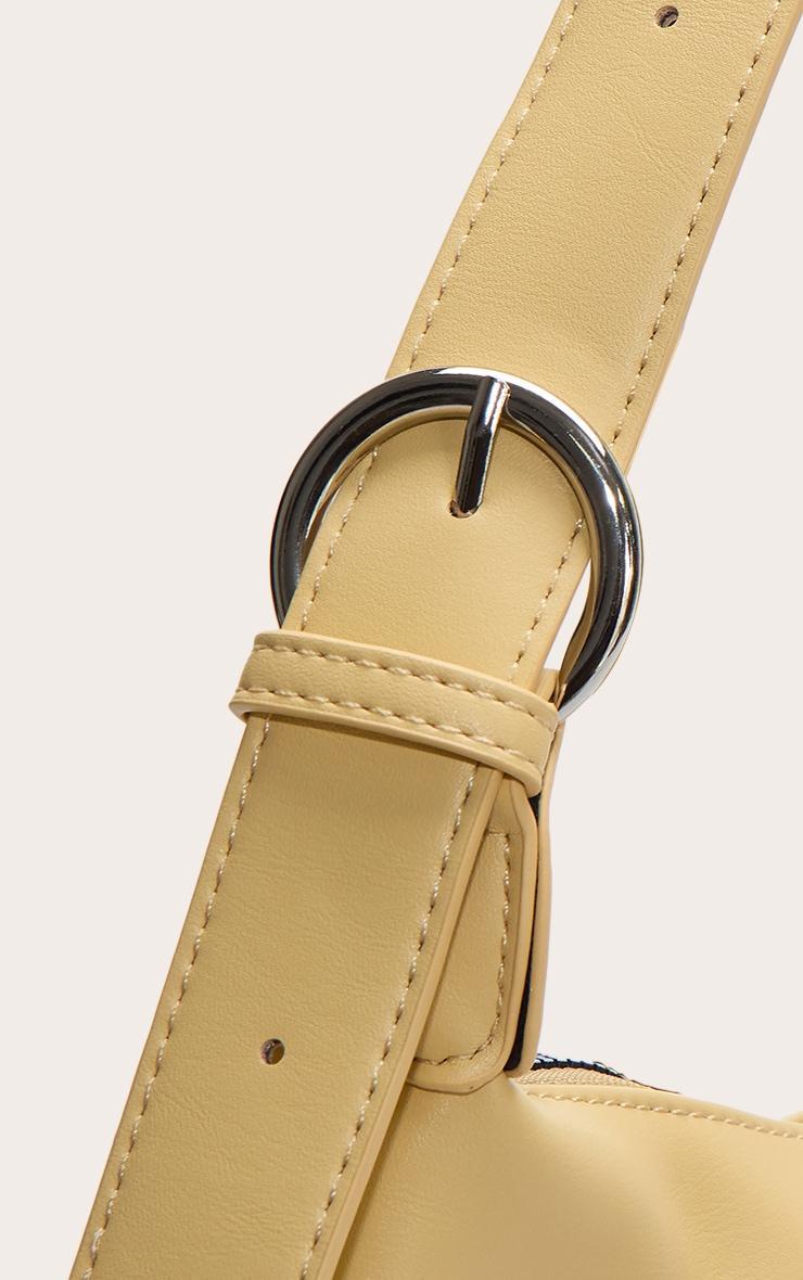 Butter Yellow Crinkle Pu Buckle Detail Shoulder Bag Product Image