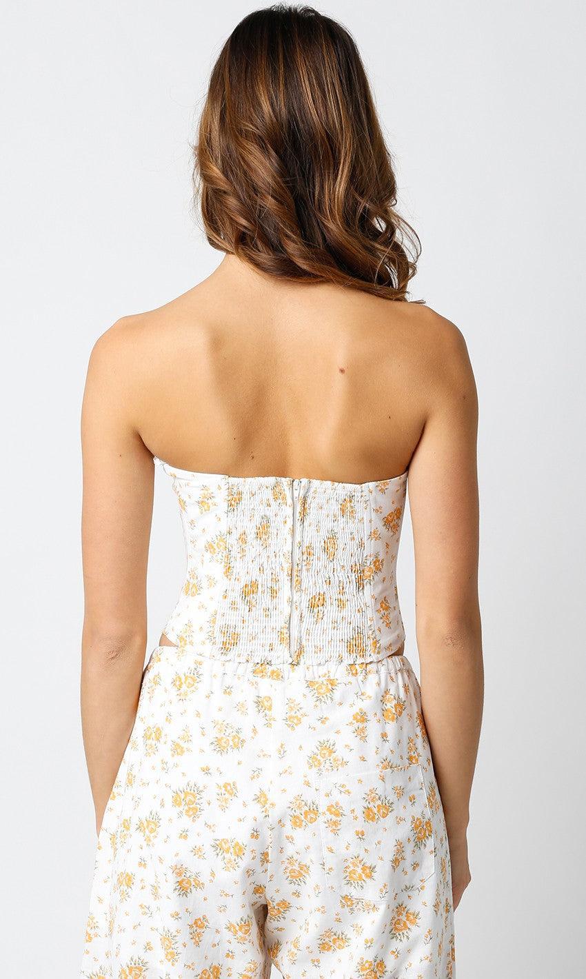 FINAL SALE Marigold Floral Strapless Top Product Image