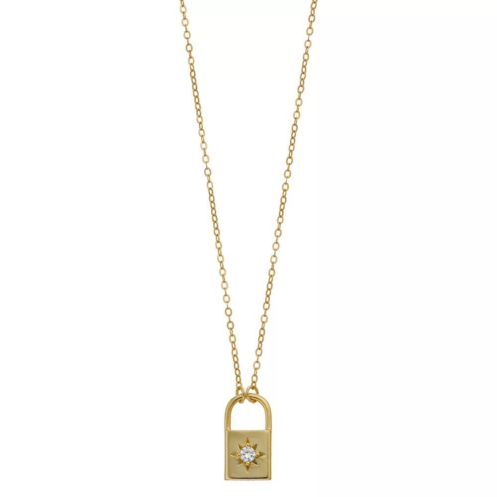 Stella Valentino 14k Gold Over Silver Lab-Created Moissanite Padlock Pendant Necklace, Womens Gold Tone Product Image