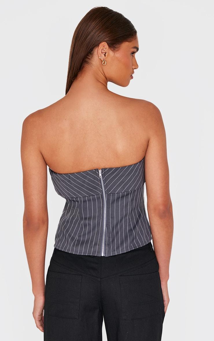 Charcoal Pinstripe Longline Foldover Bandeau Product Image
