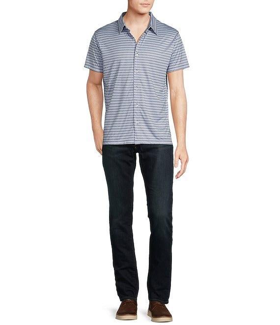 Cremieux Premium Denim Geometric Print Coat Front Knit Shirt Product Image