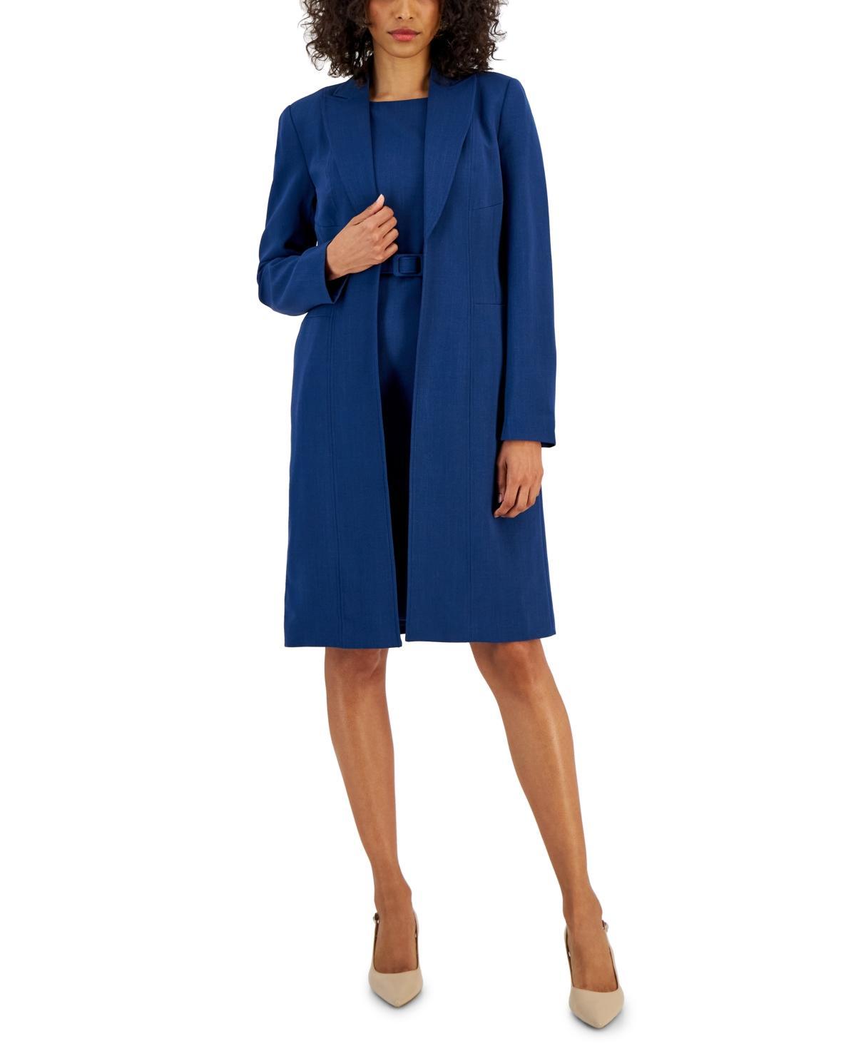 Nipon Boutique Womens Longline Jacket Topper & Belted Sleeveless Sheath Dress Product Image