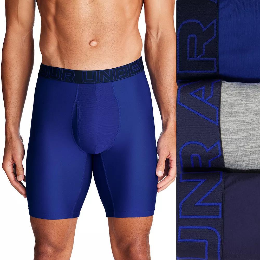Men's Under Armour 3-pack Performance Tech 9-in. Long Leg Boxer Briefs, Size: XS, Royal Product Image