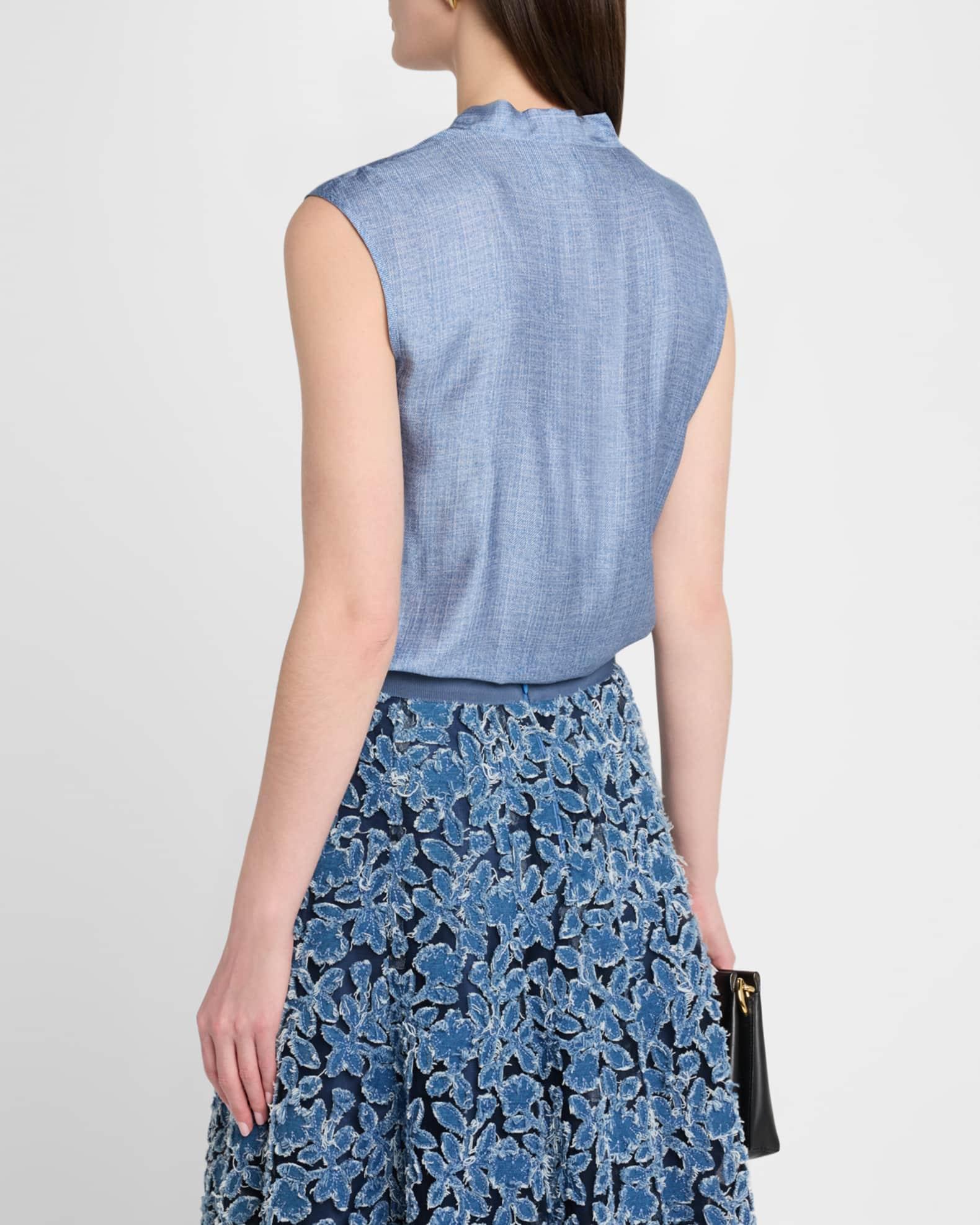 V-Neck Sleeveless Silk Blouse Product Image