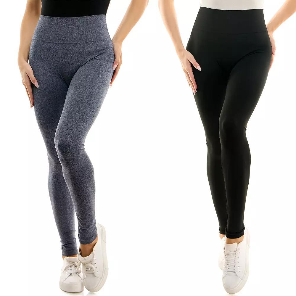 Women's Nina Leonard 2-pack Space-Dyed High-Waisted Leggings, Size: XS, Blue Product Image