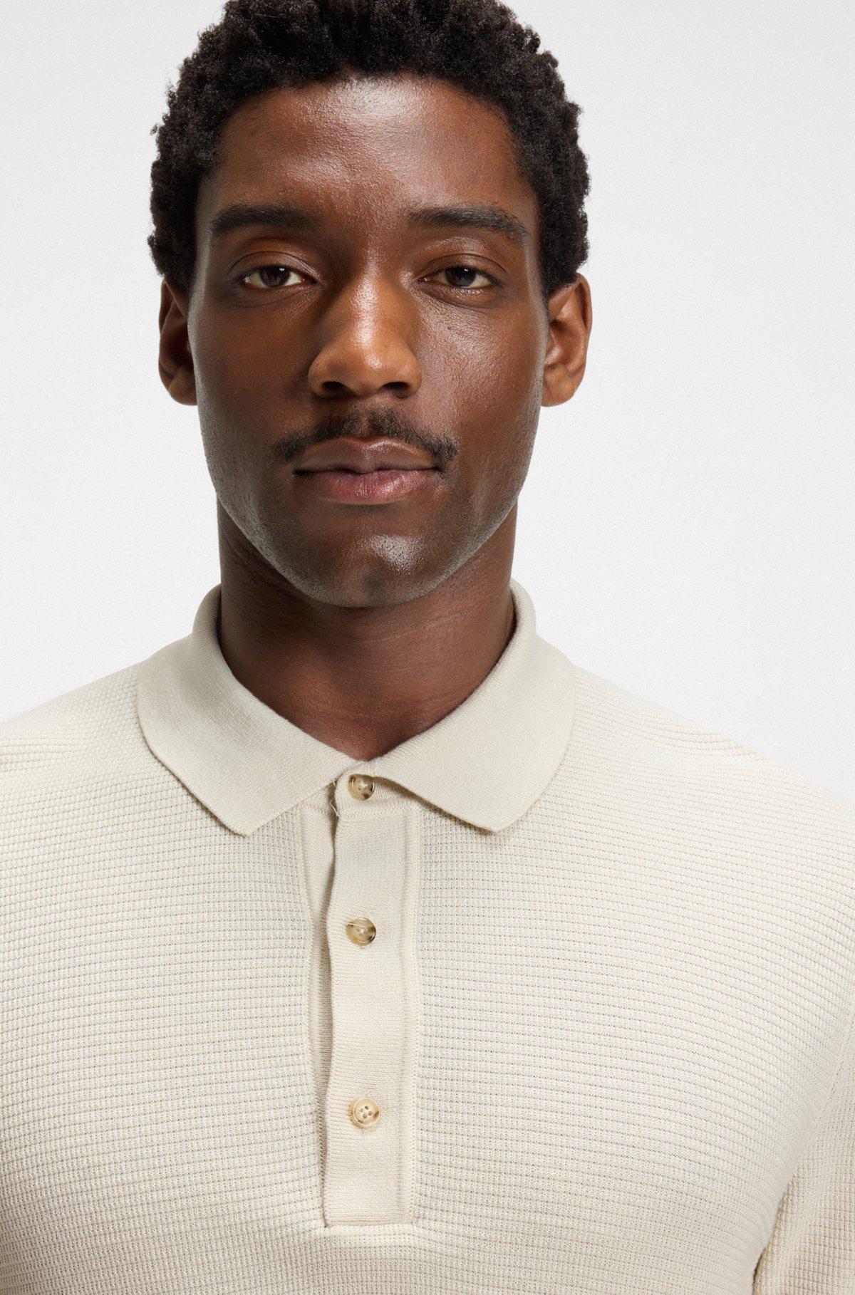 BOSS - Regular-fit knit polo blended with cotton - White Product Image