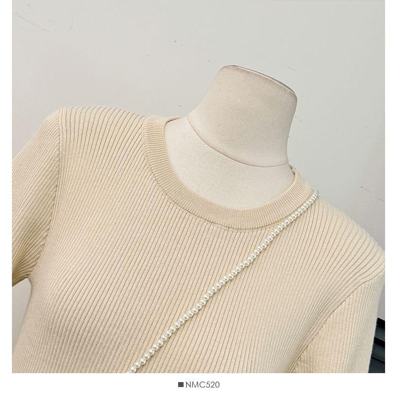 Slim-Fit Knit A-Line Mini Dress Product Image