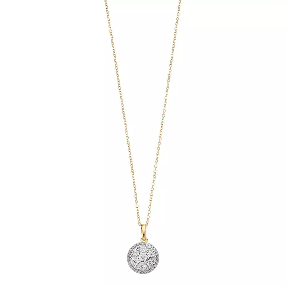 Diamond Brilliance Sterling Silver 1/4 Carat T.W. Lab-Created Diamond Cluster Pendant Necklace, Women's, Yellow Tone Product Image