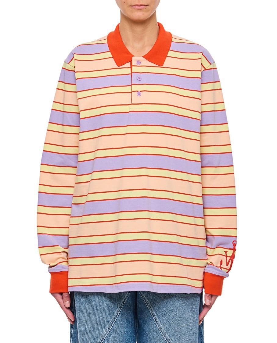 JW ANDERSON Striped Polo Top In Pink,multi Product Image