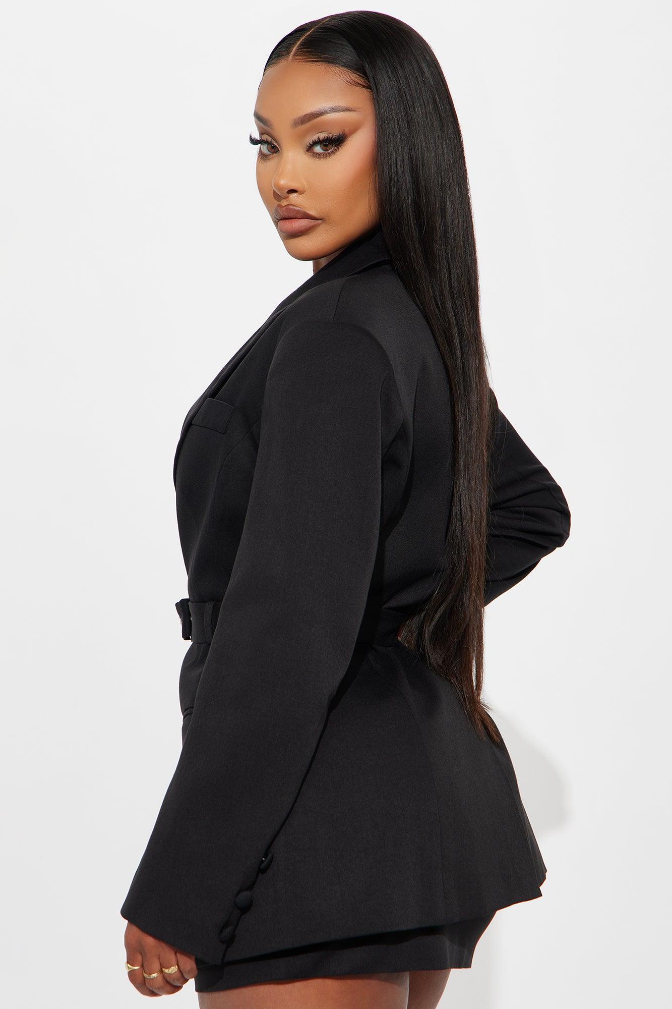 Elaine Hourglass Belted Blazer - Black Product Image