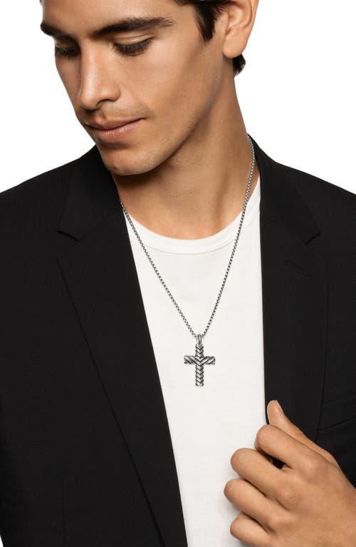 Mens Chevron Cross Pendant in Sterling Silver with Black Diamonds, 36mm Product Image