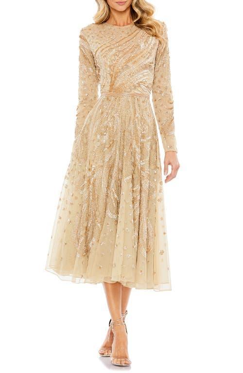 Mac Duggal Crew Neck Long Sleeve Beaded A Product Image
