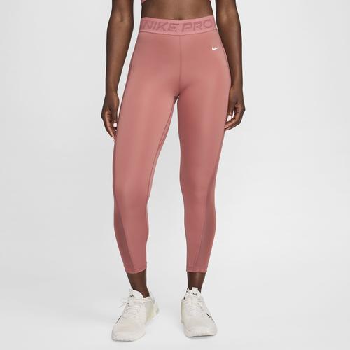 Nike Womens Nike Pro Medium Rise 7/8 Mesh DF Tight - Womens Canyon Pink/White Product Image