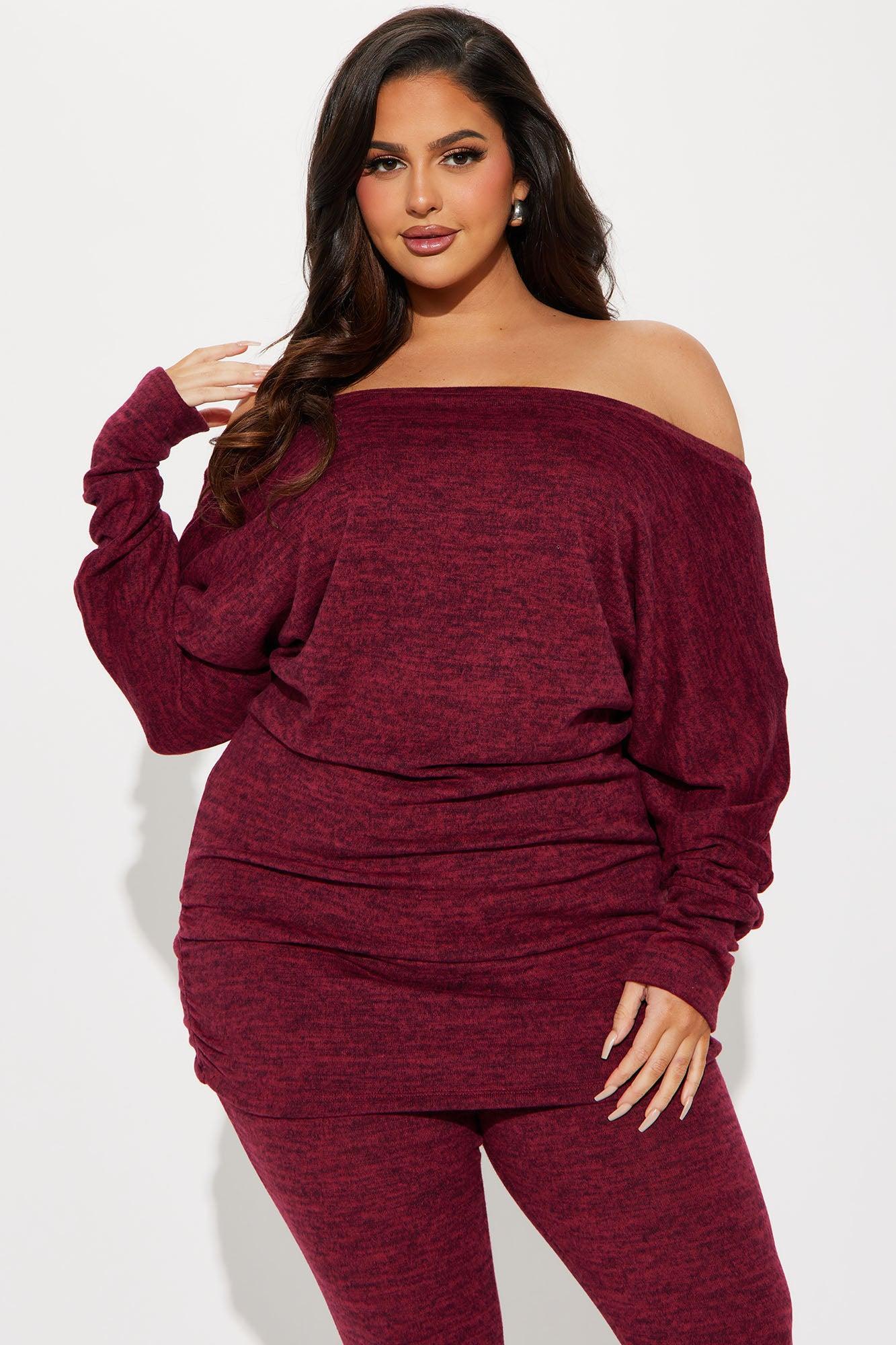 Cassandra Cozy Legging Set - Burgundy Female Product Image