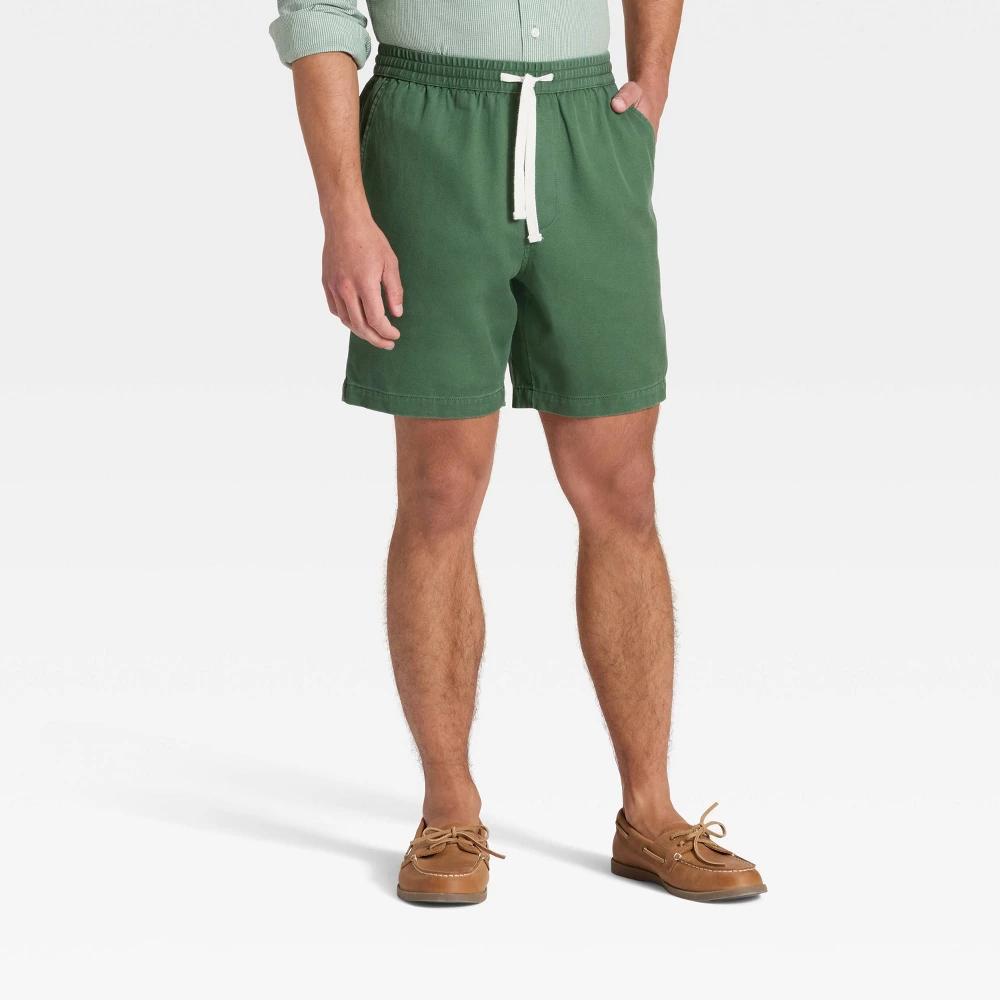 Men's Vintage 7" Elevated Washed Pull-On Shorts - Goodfellow & Co™ XL: Twill Fabric Product Image