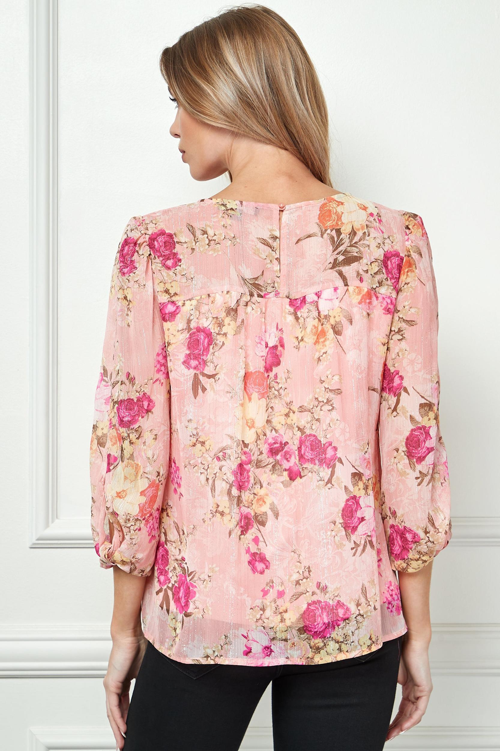3/4 Knot Sleeve Front & Back Yoke Lined Blouse Product Image