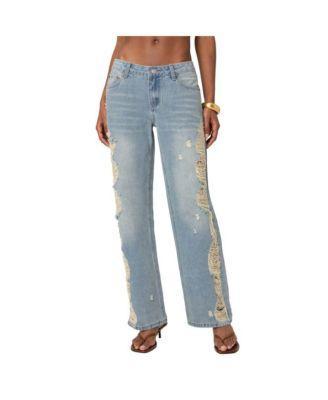 Edikted Womens Distressed Sides washed jeans Product Image