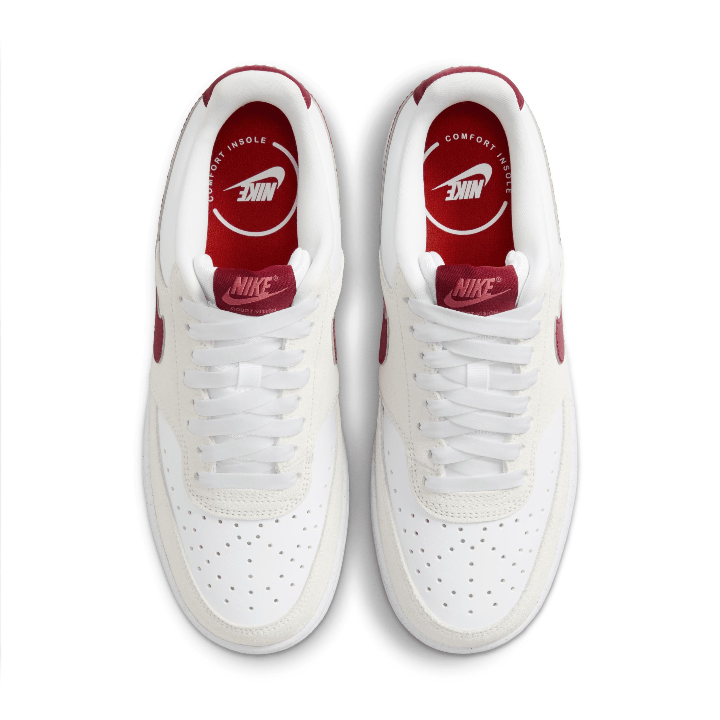 Nike Court Vision Low Women's Basketball Sneakers, Size: 12, White Team Red Product Image