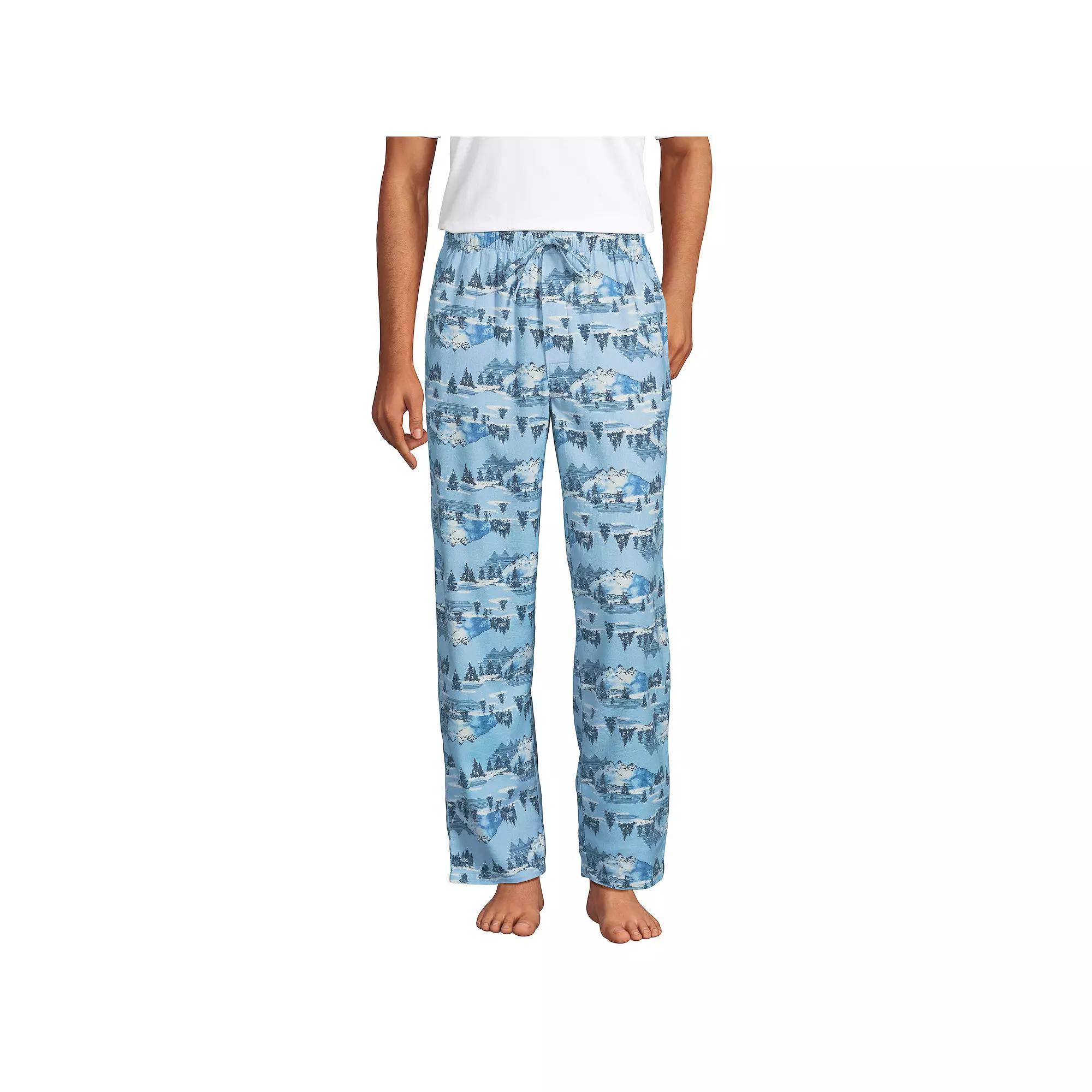 Men's Lands' End Flannel Pajama Sleep Pants, Size: XL, Blue Winter Scenic Product Image