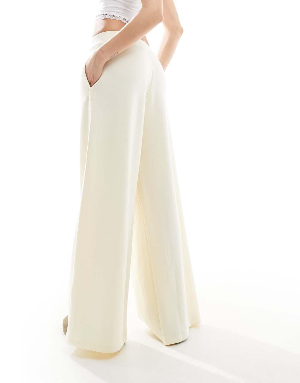 Bershka wide leg sweatpants in butter yellow  Product Image