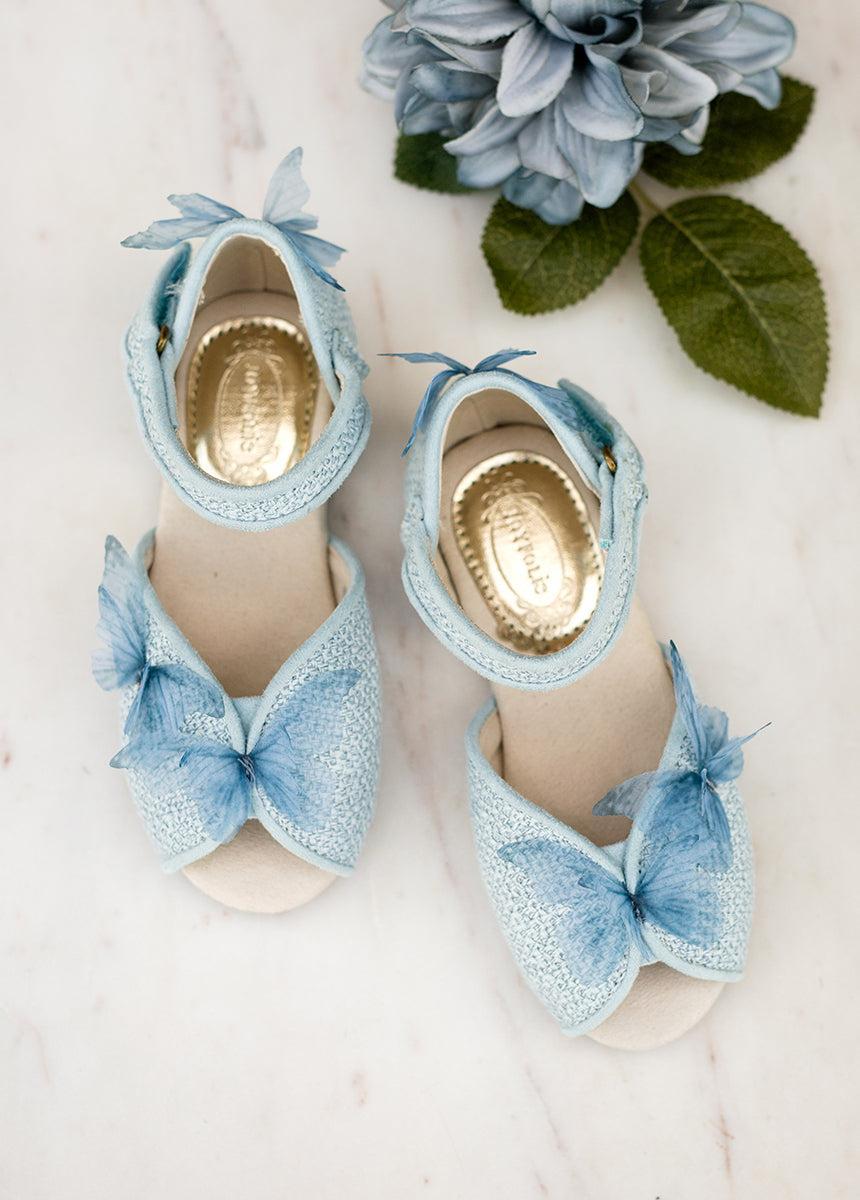 Mercedes Peep Toe Flats in Pale Blue Girls Product Image