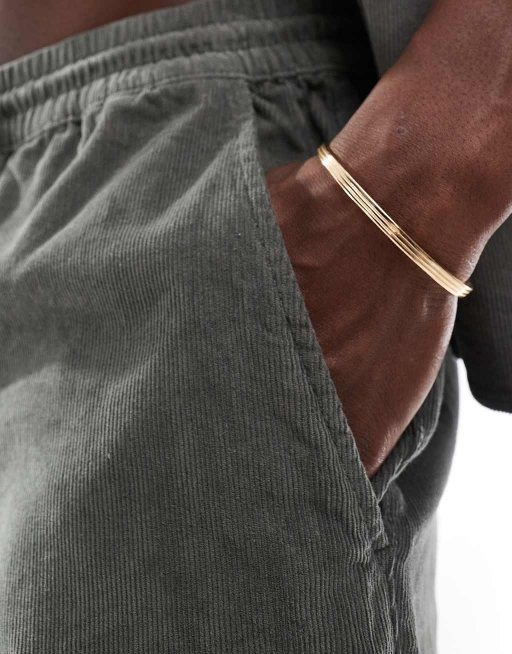 ONLY & SONS pull on fine corduroy shorts in gray - part of a set Product Image