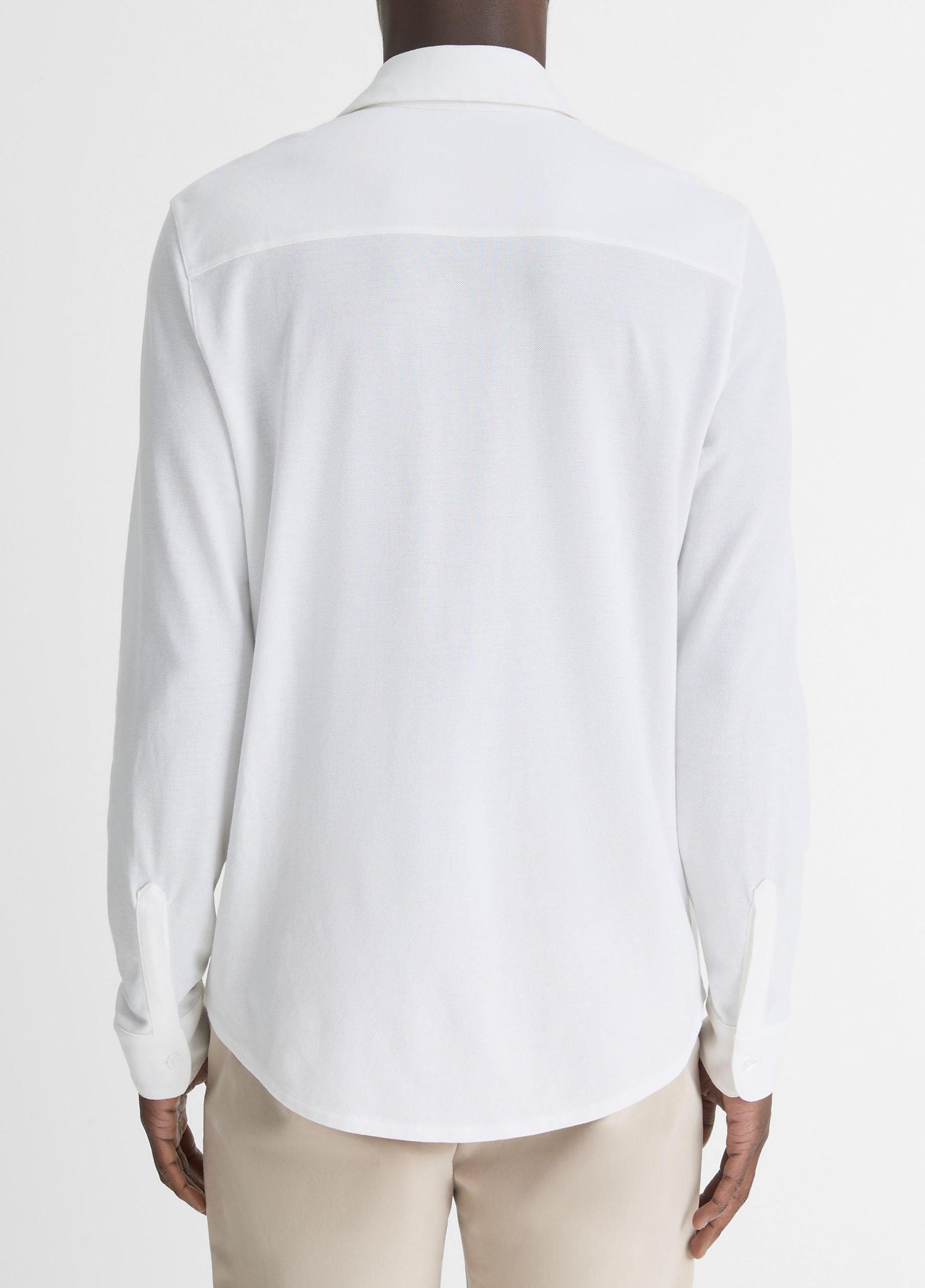 Mens Cotton Piqu Button-Front Shirt, Optic White, Size L Vince Product Image