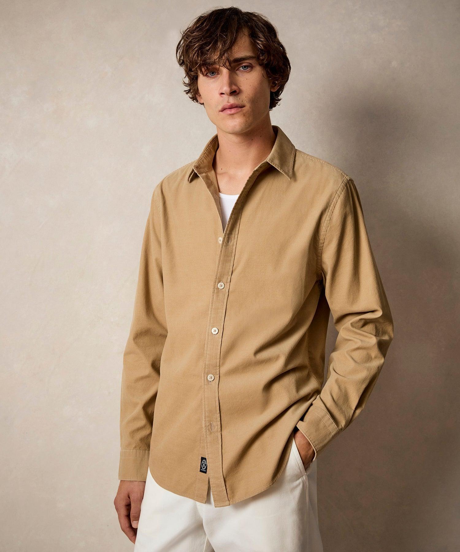 Corduroy Sport Shirt in Beige Product Image